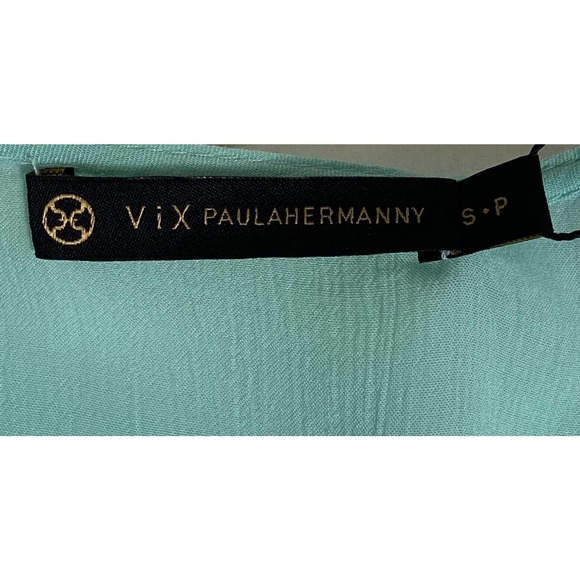 VIX Paula Hermanny Solid Emily Caftan Aqua Women’s size S‎ NWT MSRP $168 - Picture 4 of 9